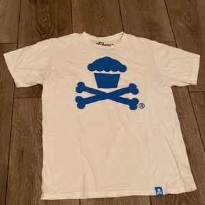Large White and Blue Johnny Cupcakes shirt. Previously worn.